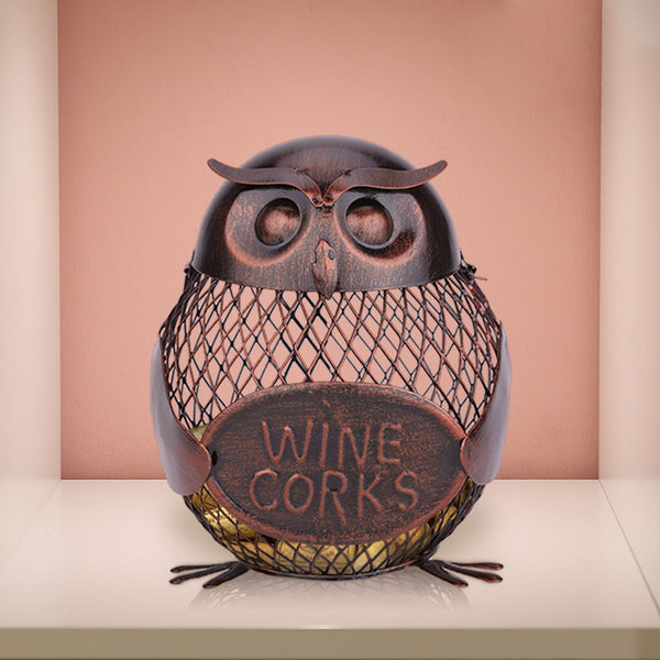 Cute owl wrought iron cork collector - Wine and Coffee lover