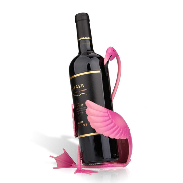 Pink Flamingo wrought iron wine bottle holder - Wine and Coffee lover