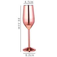 Stainless champagne flutes in Gold, Rose-gold, or Silver - Wine and Coffee lover