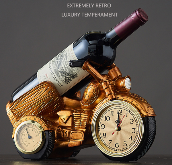Motorcycle wine bottle holder with time and temperature - Wine and Coffee lover