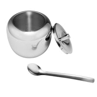 Stainless steel apple design sugar bowl with spoon - Wine and Coffee lover
