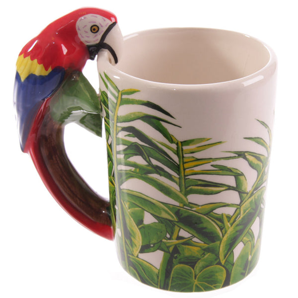 Parrot handle coffee mug - Wine and Coffee lover