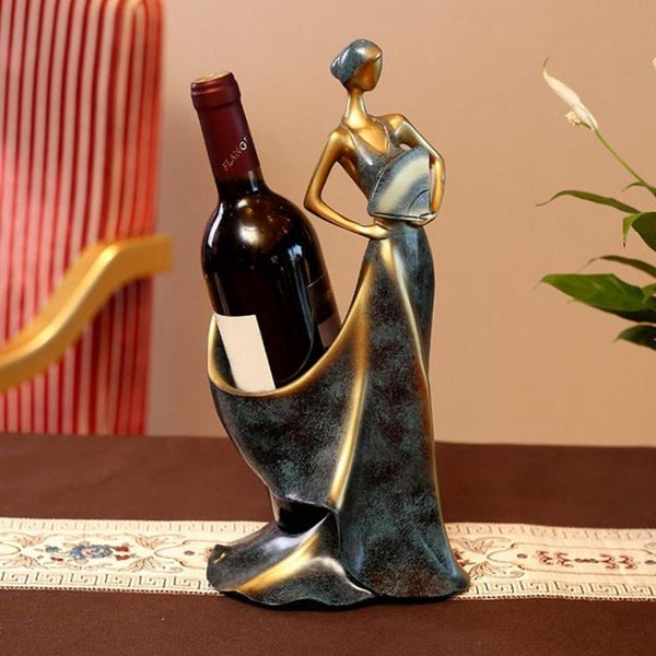 Elegant lady wine bottle holder - Wine and Coffee lover